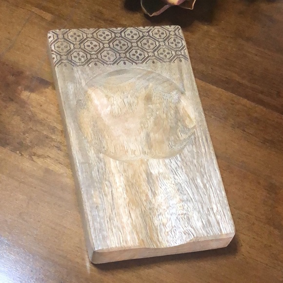 Natural Wood Spoon Rest Utensil Handcrafted Boho in India NWOT - Picture 2 of 8